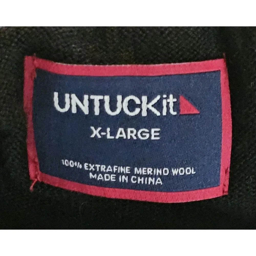 Untuckit Sweater Men's XL Extra 100% Fine‎ Merino Wool Belguardo 1/4 Zip Classic